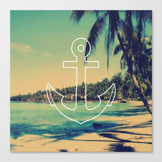 Vintage Summer Anchor Canvas Print