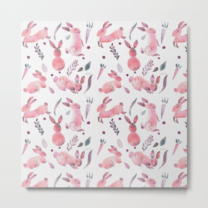 Easter Bunnies - Peach Metal Print