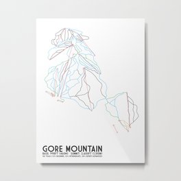 Gore Mountain, NY - Minimalist Trail Art Metal Print
