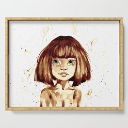 Stained soul // Cute girl coffee art // Hand painted  Serving Tray