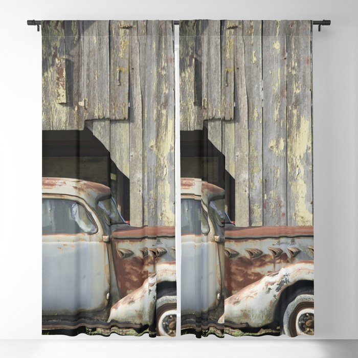 Happy Father's Day Dad Vintage Automobile and Weathered Barn Blackout Curtain