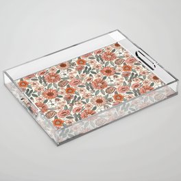 70s flowers - 70s, retro, spring, floral, florals, floral pattern, retro flowers, boho, hippie, earthy, muted Acrylic Tray