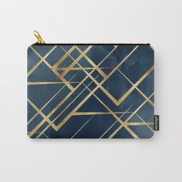 Modern Gold Geometric Blue Design Carry-All Pouch