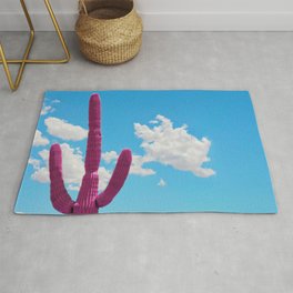 Pink Saguaro Against Cloudy Blue Sky in Arizona Area & Throw Rug