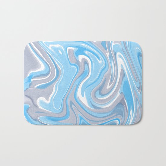 Blend of Blue and Grey Shades Marble Bath Mat