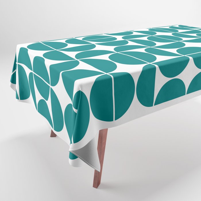 Mid Century Modern Geometric 04 Teal Tablecloth