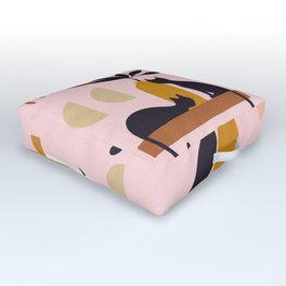 Minimal Cats and Nature Pattern 2 Pink Outdoor Floor Cushion