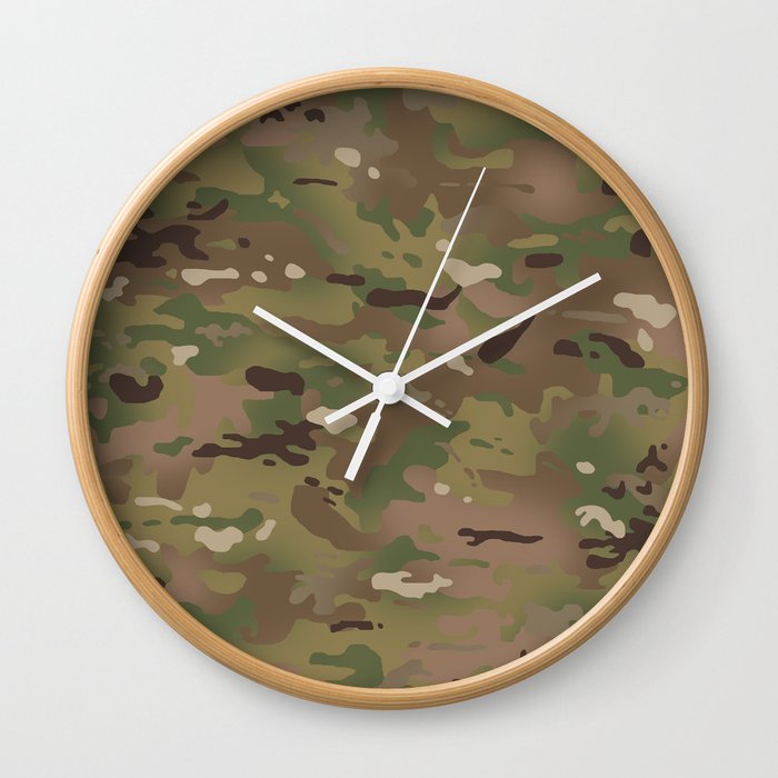 Military Woodland Camouflage Pattern Wall Clock