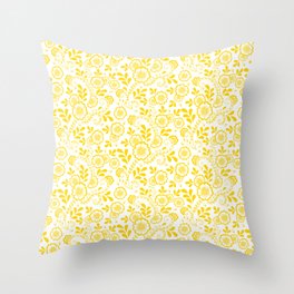 Yellow Eastern Floral Pattern Throw Pillow