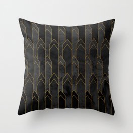  Charcoal Black and Grey Stone Towers Throw Pillow