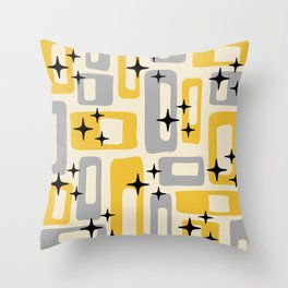 Retro Mid Century Modern Abstract Pattern 226 Yellow and Gray Throw Pillow