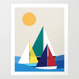 Colorful sailboats Art Print