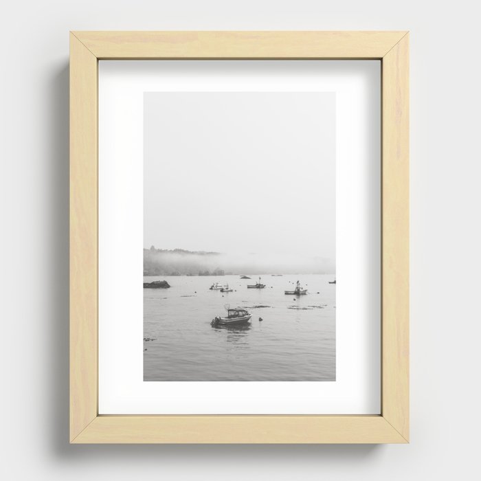 Fishing Boats in the Fog - California Coast Travel Photography Recessed Framed Print