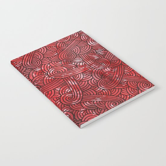 Red and black swirls doodles Notebook