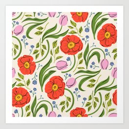 Bright Spring Floral Pattern Art Print