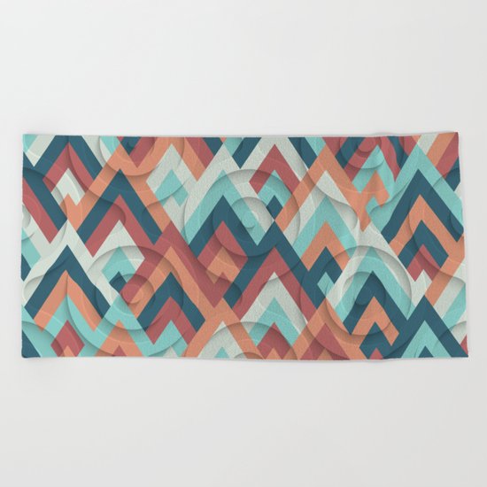 geometric vintage 70s Beach Towel
