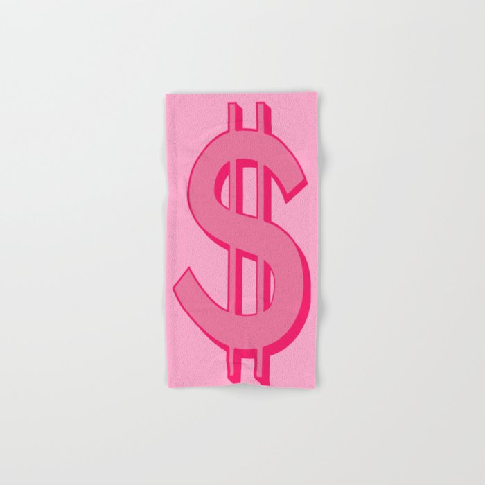 Pink Dollar Sign Symbol - Preppy Aesthetic Decor Hand & Bath Towel