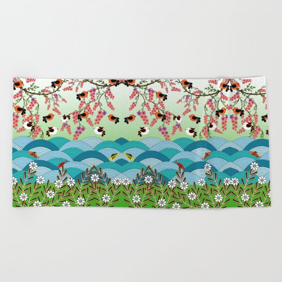 beautiful river Beach Towel