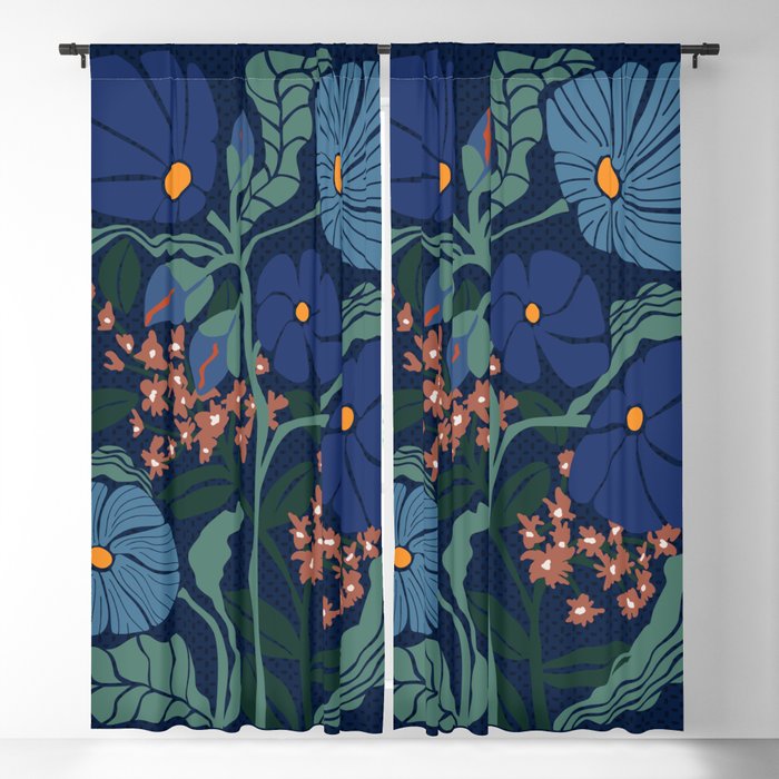 Klimt flower dark blue Blackout Curtain by DESIGN d annick | Society6