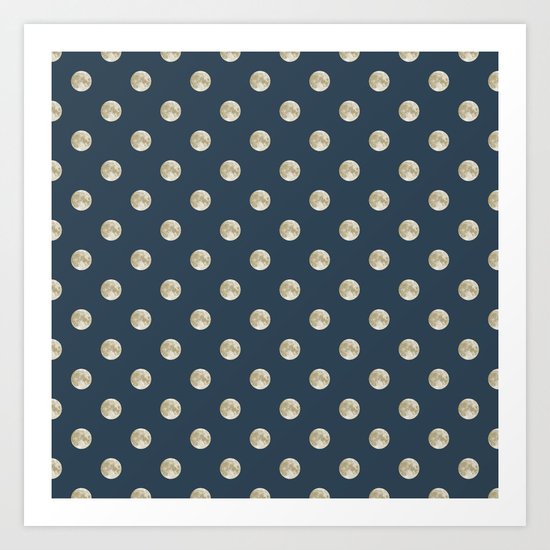 Full Moon Polka Dot Art Print