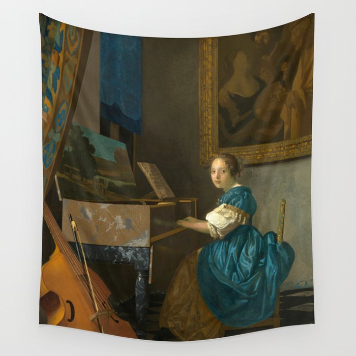 Johannes Vermeer "Lady Seated at a Virginal" Wall Tapestry