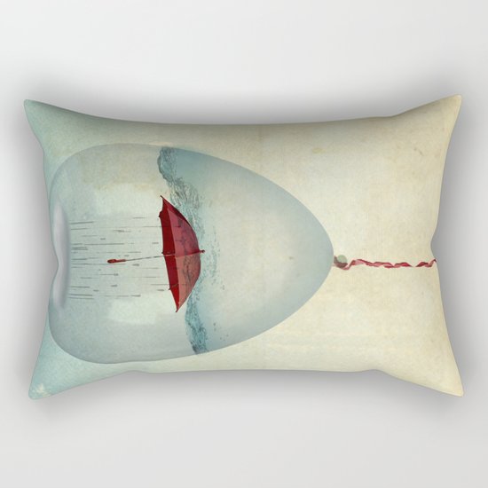embracing the rain in a bubble Rectangular Pillow