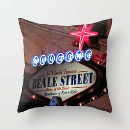 Beale Street, Memphis Throw Pillow