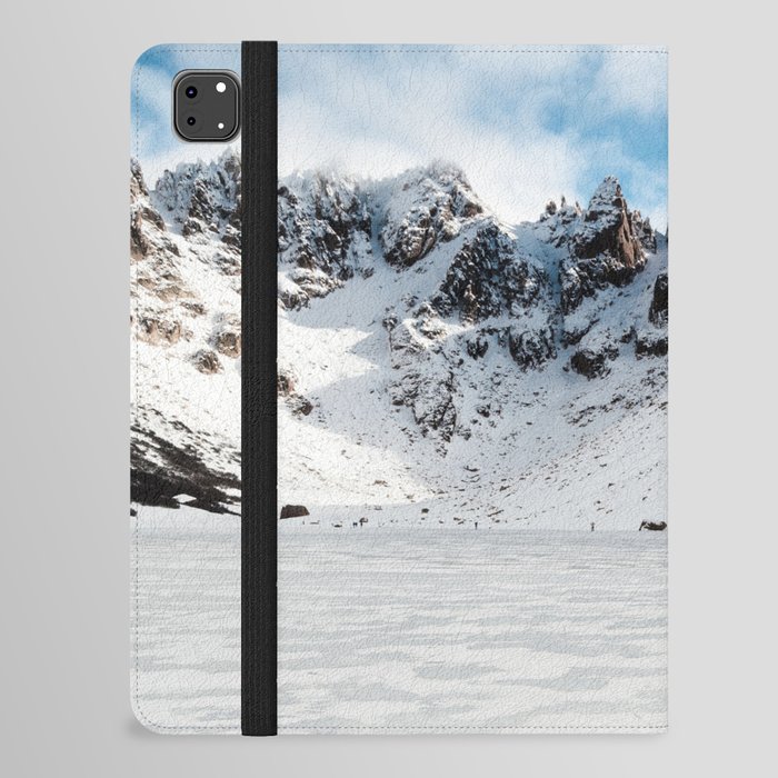 Argentina Photography - A Black Cat In The Snowy Mountain Terrain iPad Folio Case