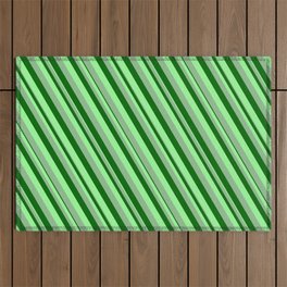 [ Thumbnail: Dark Sea Green, Dark Green & Green Colored Lines/Stripes Pattern Outdoor Rug ]
