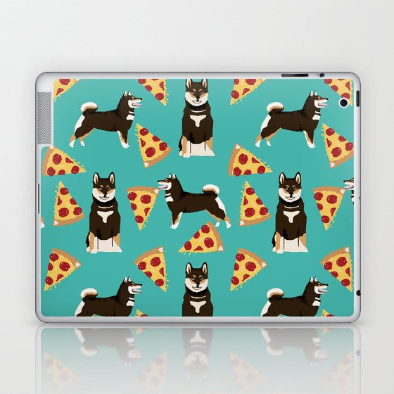 shiba inu pizza black and tan dog breed pet pattern dog mom Laptop & iPad Skin