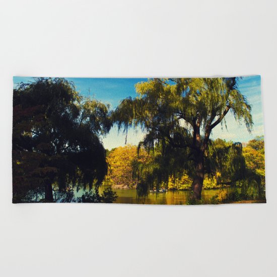 autumn trees Beach Towel