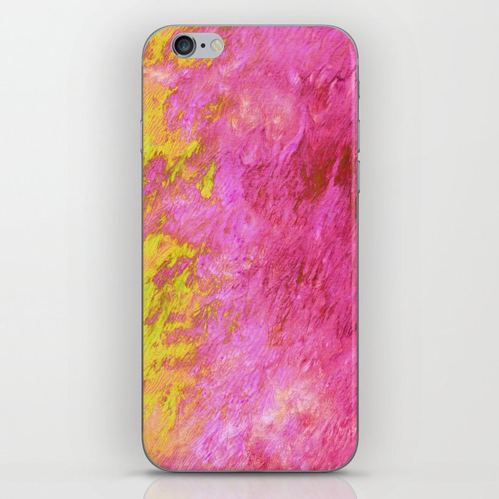 Bold Abstract Painting with Yellow, Pink and Red iPhone Skin