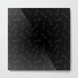 Minimalist Neurons on Black Metal Print