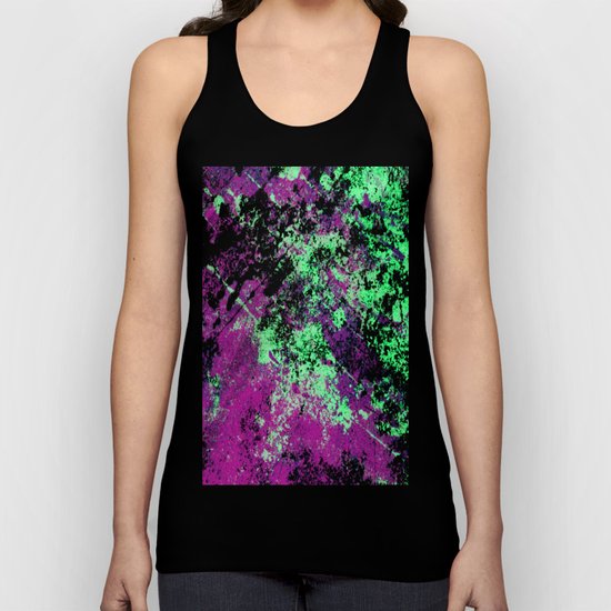 Colour Interaction II - Abstract purple, green and black textured, mixed media art Unisex Tank Top