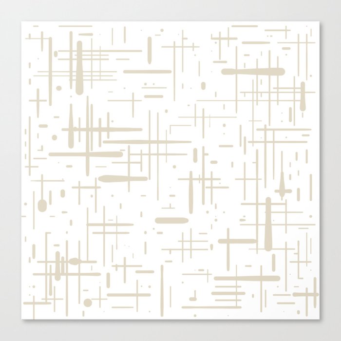 Mid-Century Modern Kinetikos Abstract Pattern in Mushroom Beige and White Canvas Print