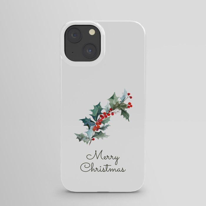 Holly Branch Merry Christmas  iPhone Case
