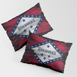 Arkansas state flag brush stroke, Arkansas flag background Pillow Sham