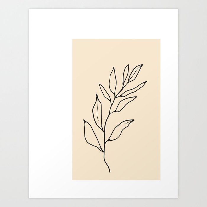  Leaf Minimal Line Art Art Print