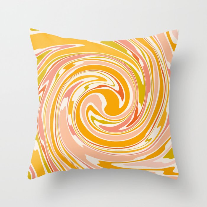 Retro Abstract Swirl 70s Romantic Garden Throw Pillow