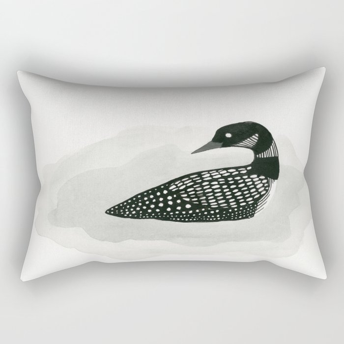 Loon - black and white bird illustration Rectangular Pillow