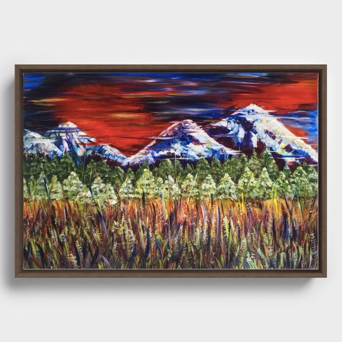 Snowy Mountain Painting, Colorado Painting, Acrylic Landscape Painting, Prairie Landscape, Original  Framed Canvas