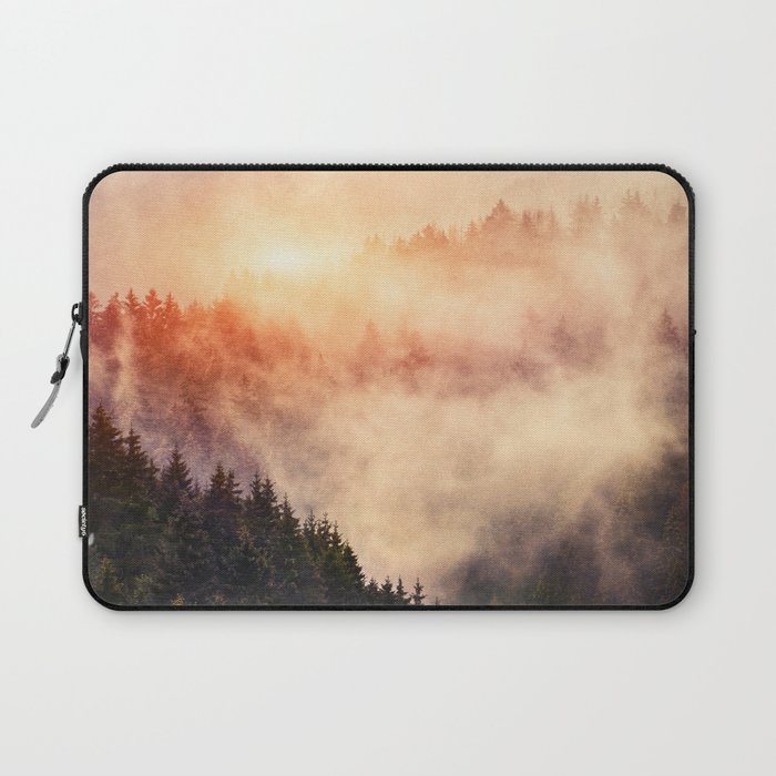 In My Other World //  Sunrise In A Romantic Misty Foggy Fairytale Forest With Trees Covered In Fog Laptop Sleeve