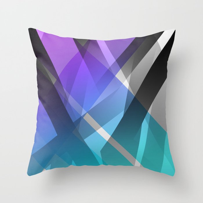 Transparent Abstract Geometric Shapes Purple and Teal Throw Pillow