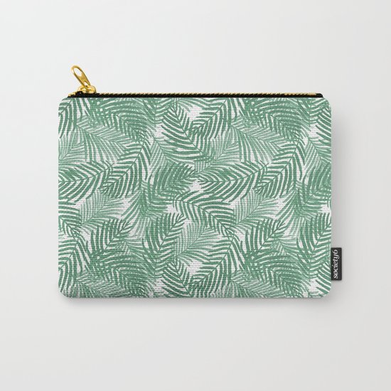 Palm frond tropical vacation green white house plant gender neutral natural organic garden island Carry-All Pouch
