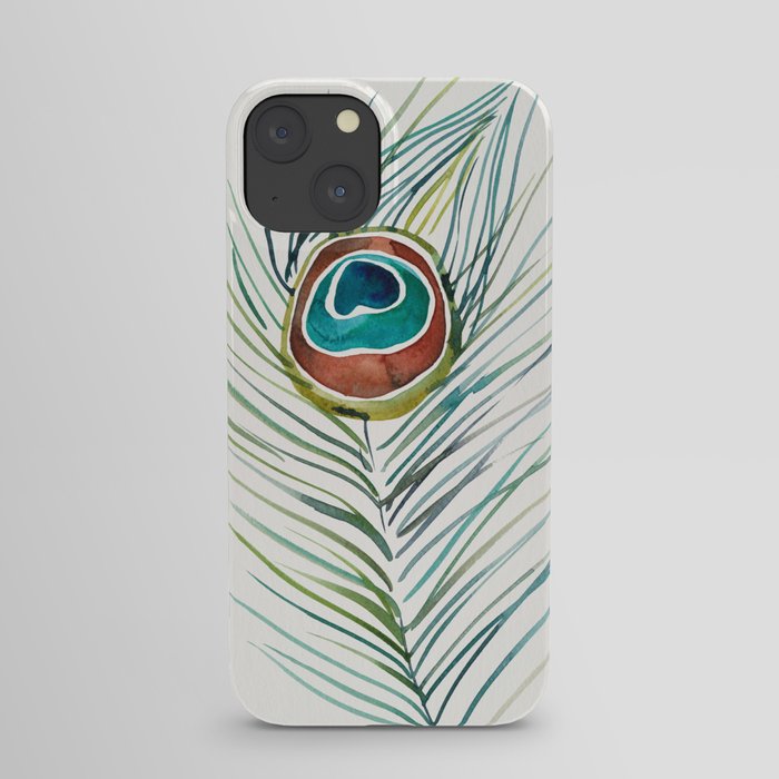 Peacock Tail Feather – Watercolor iPhone Case