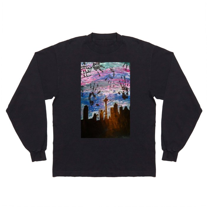 Abstract Seattle Skyline Long Sleeve T Shirt