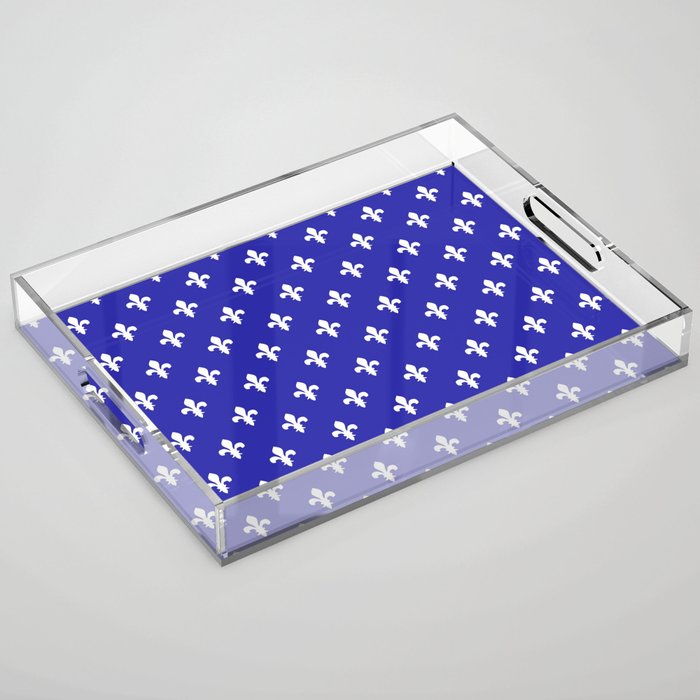 Fleur-de-Lis (White & Navy Blue Pattern) Acrylic Tray