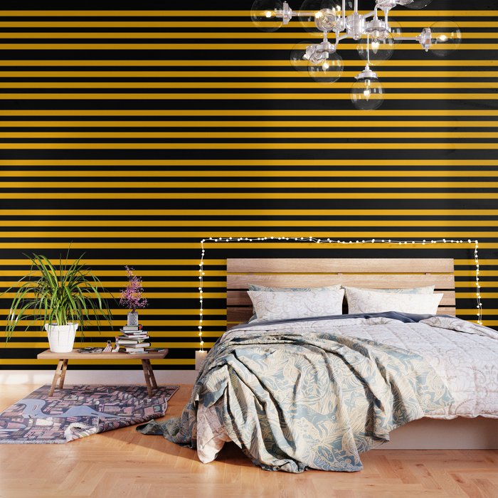 Big Stripes Black Yellow Wallpaper