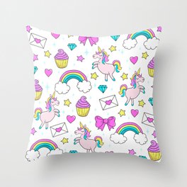 Cute Unicorn Pattern Throw Pillow