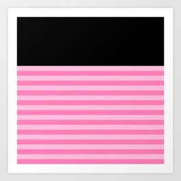 Black & Two-Toned Pink Stripes Art Print